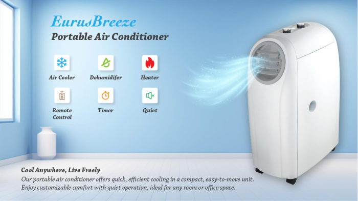 Eurus Breeze AC2402 Portable Air Conditioner with Cooling, Heating & Dehumidifying - Image 2